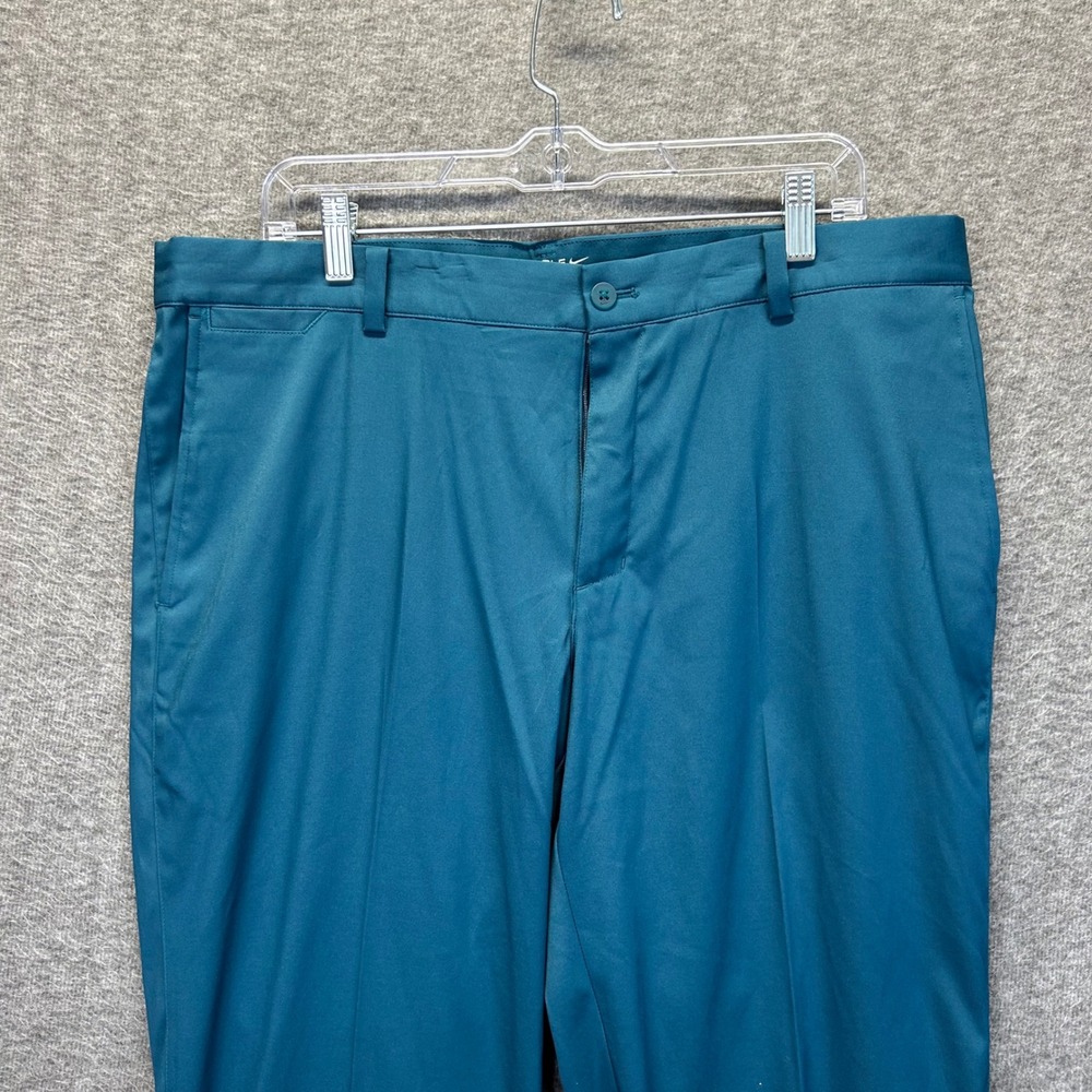 Nike Golf Dri-FIT Mens Pants 36x30 Teal‎ Blue Flat Front Straight Leg Trousers